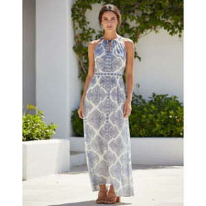 Vince Camuto Halter Maxi Dress Size 6 White Blue